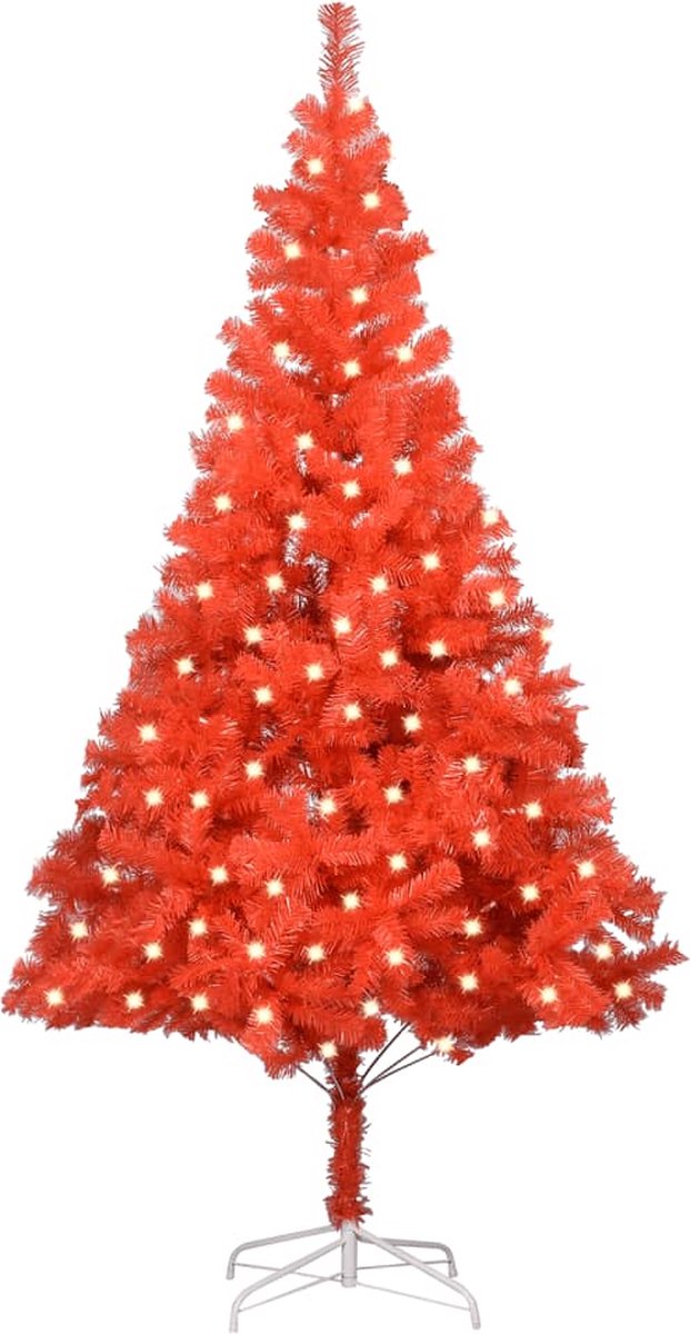 Prolenta Premium - Kunstkerstboom met LED's en standaard 240 cm PVC rood