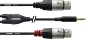 Cordial CFY 3 WFF cable gender changer 2x XLR Plug 3.5mm Noir