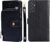 Voor Samsung Galaxy Quantum 2 Rits Tas PU + TPU Horizontale Flip Lederen Case met Houder & Kaartsleuf & Portemonnee & Lanyard (Zwart)