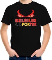 Belgium supporter fan t-shirt zwart EK/ WK voor kinderen - EK/ WK shirt / outfit 122/128