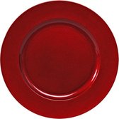 1x stuks kaarsenborden/onderborden rood met glitters 33 cm - Kaarsenbord/onderzet bord voor kaarsen
