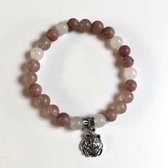 GoedeDoelen.Shop | Natuurstenen armband Guinny Rose | Cavia Armband | Cavia | Handgemaakt | Rhodoniet | Aardbeienkwarts | Bergkristal | Dierenliefde | Polsmaat 17-19 cm | Wellness-