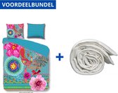 Luxe Dekbedovertrek Eenpersoons - 140x200/220cm - Inclusief 1 Kussensloop - 100% Zacht Percale Katoen - Adventures + Wasbaar Microfiber Dekbed - 140x220cm - Wit