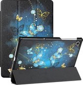 Voor Lenovo Tab M10 FHD Plus (2e) Zijdetextuur Gekleurd Tekenpatroon Horizontale Flip Magnetische PU Lederen Case met Drie-opvouwbare Houder (Diamond Butterfly)