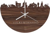 Skyline Klok Valkenswaard Notenhout - Ø 40 cm - Woondecoratie - Wand decoratie woonkamer - WoodWideCities