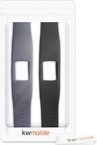kwmobile 2x armband geschikt voor Garmin Vivofit 4 - Bandjes voor fitnesstracker in grijs / zwart