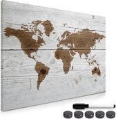 Navaris magneetbord - Magnetisch bord om op te schrijven - Memobord 90 x 60 cm - Met magneten en marker - Notitiebord voor aan de muur - Wereldkaart