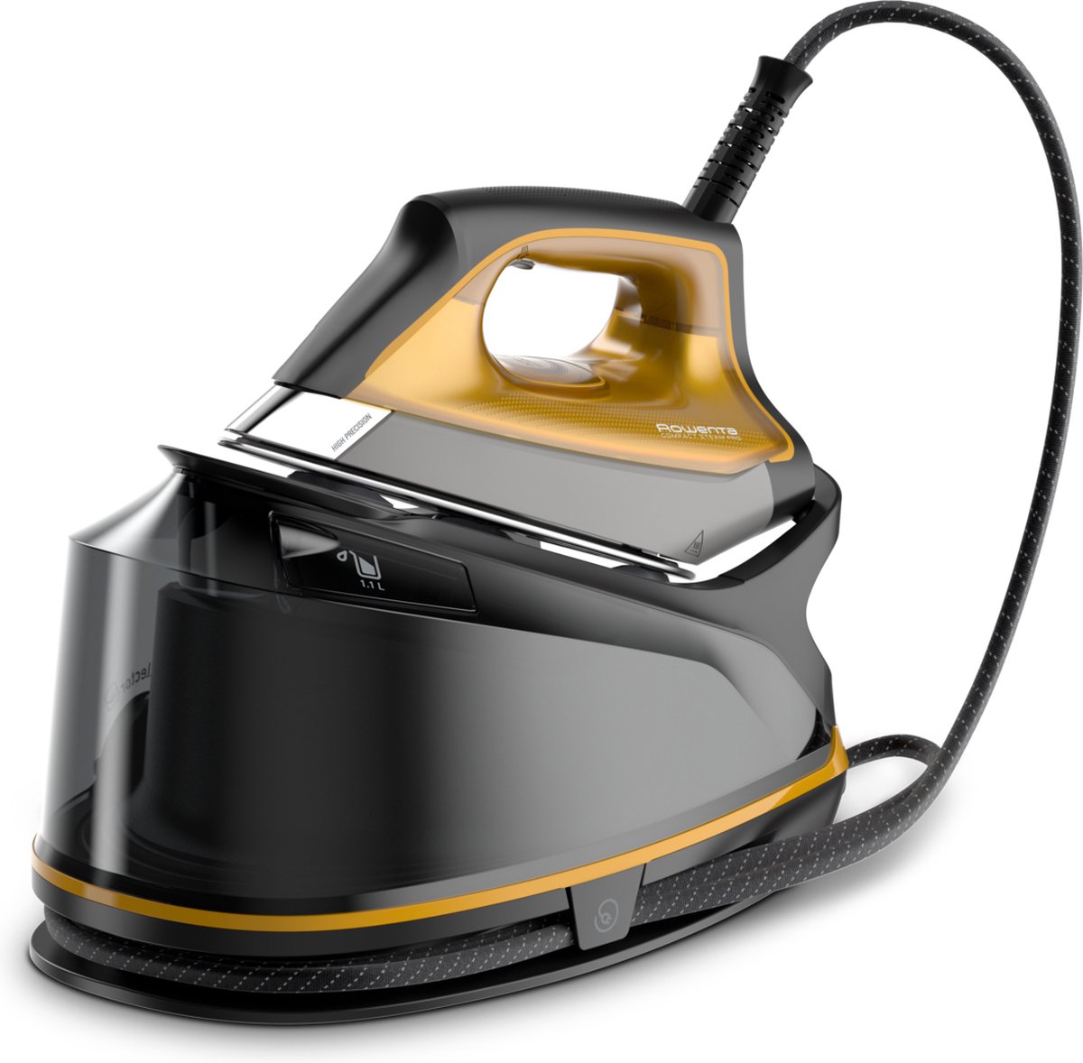 Rowenta DG7644 2200 W 1,1 l Microsteam 400 HD Laser-zoolplaat Zwart, Goud — afbeelding 1