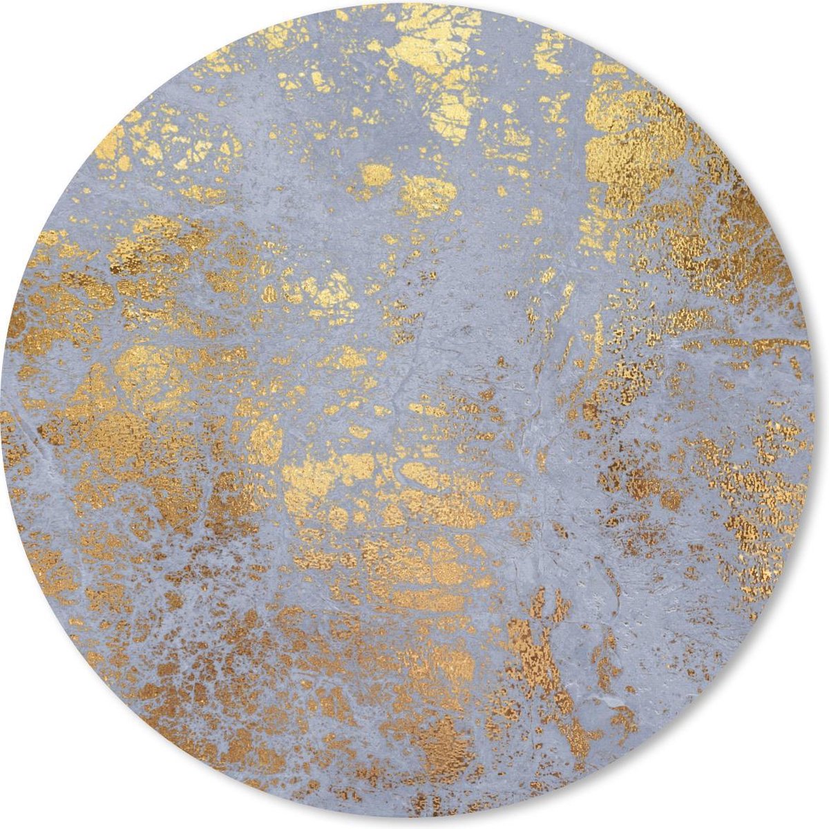 Muismat rond 50x50 cm - Mousepad Marmer - Blauw - Goud - Luxe - Ronde muismatten