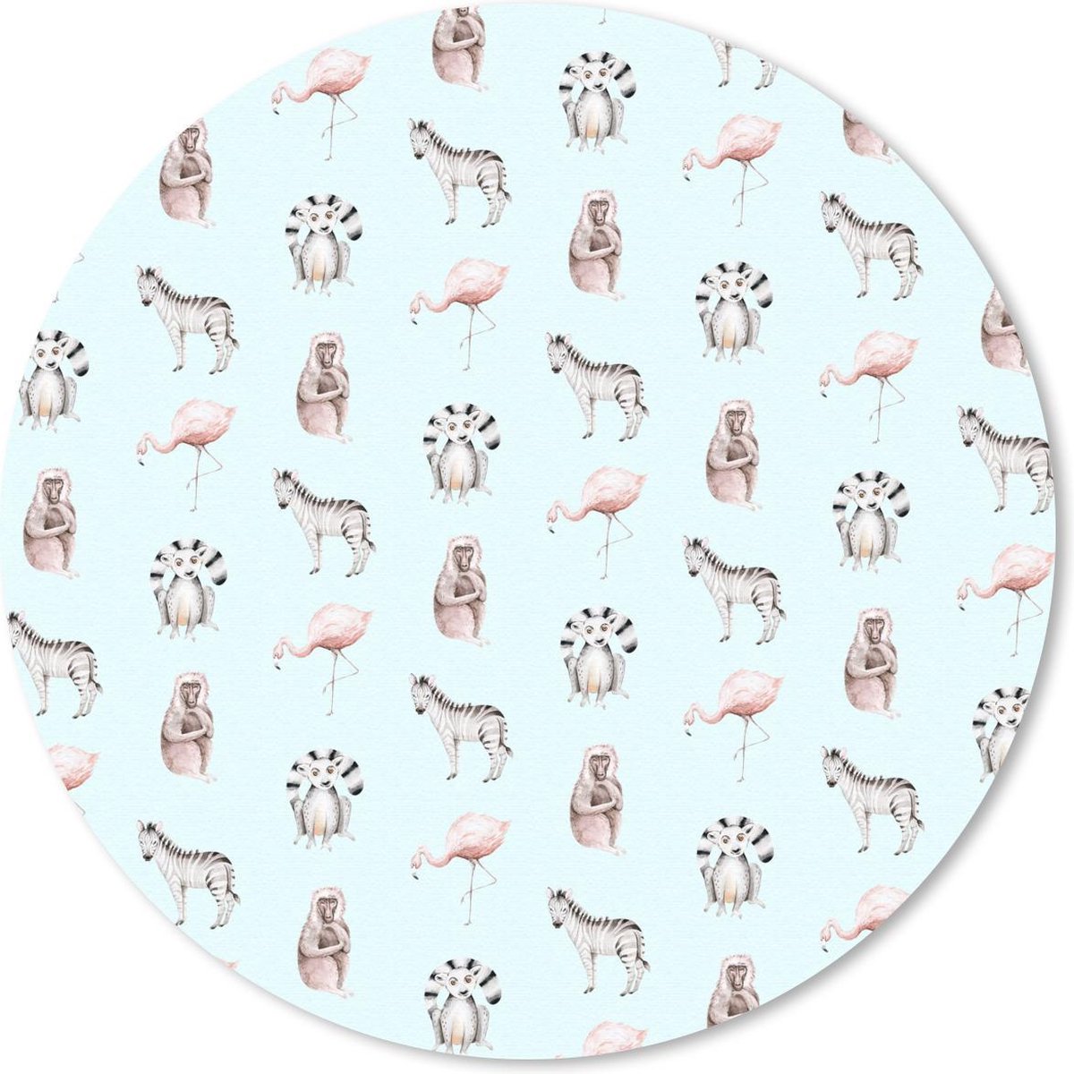 Muismat rond 40x40 cm - Mousepad Wilde dieren - Pastel - Patroon - Ronde muismatten