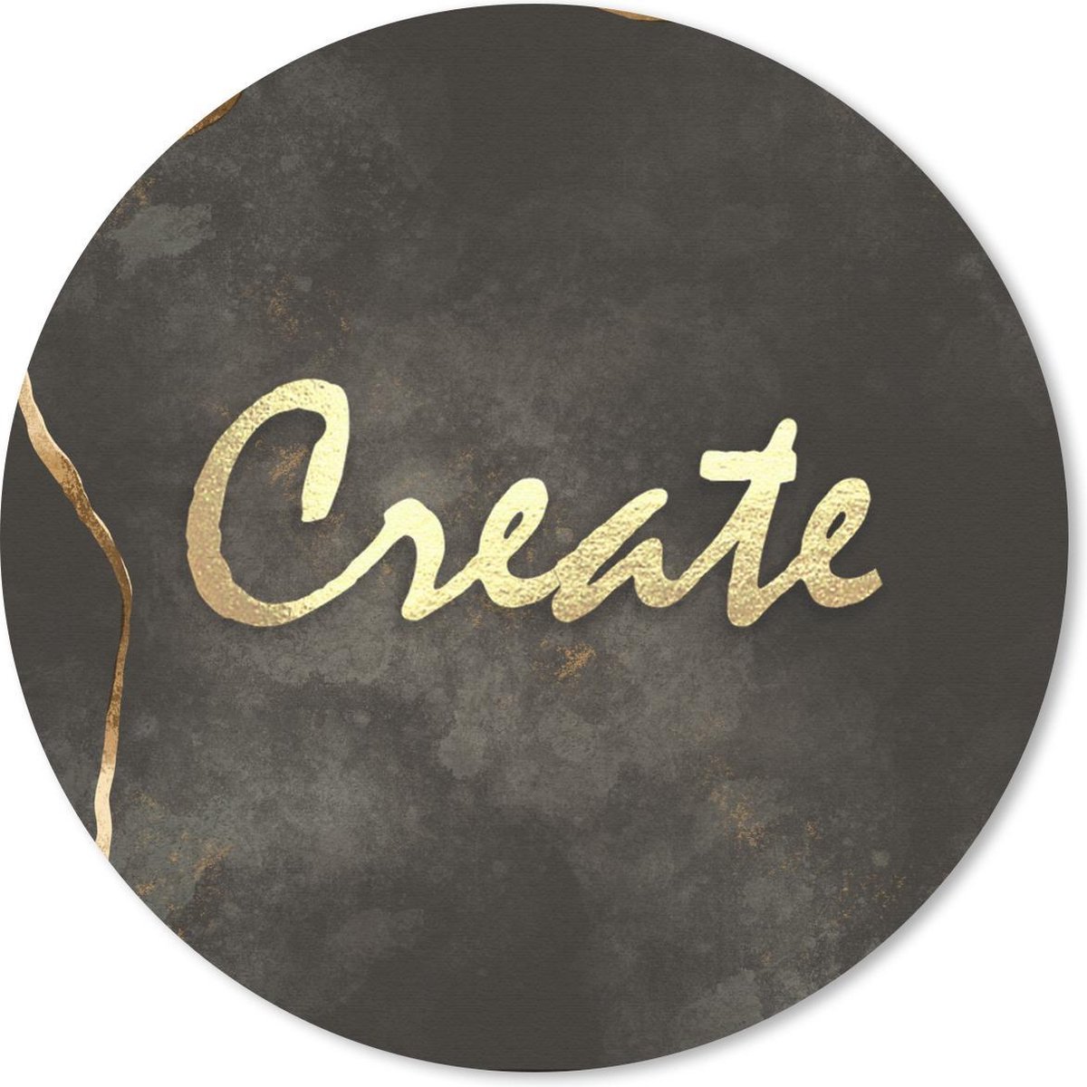 Muismat rond 50x50 cm - Mousepad Quote - Creatief - Goud - Zwart - Ronde muismatten