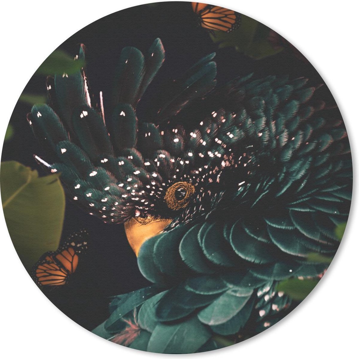 Muismat rond 50x50 cm - Mousepad Kaketoe - Vlinders - Groen - Ronde muismatten