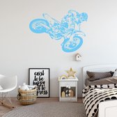 Muursticker Crossmotor -  Lichtblauw -  120 x 87 cm  -  baby en kinderkamer - Muursticker4Sale