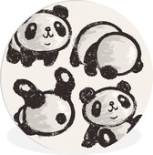 WallCircle - Wandcirkel ⌀ 60 - Dieren - Panda - Zwart - Ronde schilderijen woonkamer - Wandbord rond - Muurdecoratie cirkel - Kamer decoratie binnen - Wanddecoratie muurcirkel - Woonaccessoires
