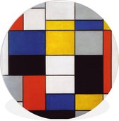 WallCircle - Wandcirkel ⌀ 60 - Compositie A - Piet Mondriaan - Ronde schilderijen woonkamer - Wandbord rond - Muurdecoratie cirkel - Kamer decoratie binnen - Wanddecoratie muurcirkel - Woonaccessoires