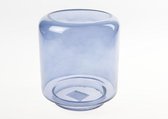 Windlicht - Tafellamp - Kaarsenhouder - Lantaarn - Blauw Cilindrisch Glas - 15x15x22cm