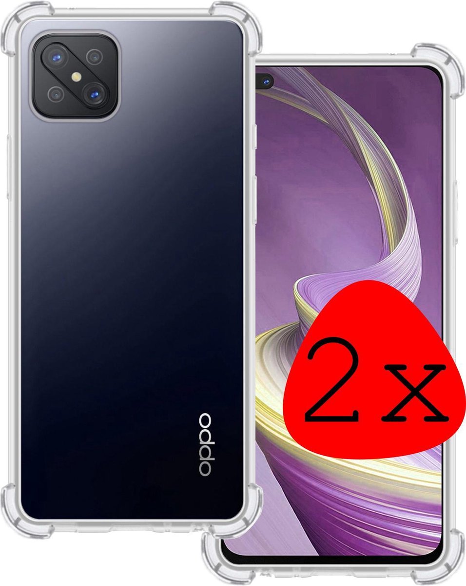Hoesje 2 Stuks - Geschikt voor OPPO Reno4 Z 5G - Sterk & Shockproof - Siliconen Case - Back Cover - Telefoon Hoes Shock Proof - Transparant