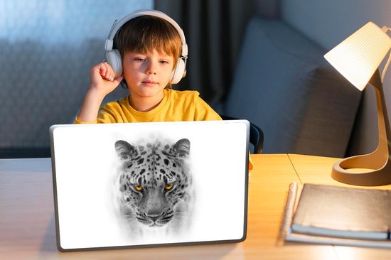 Sticker pour ordinateur portable - 12,3 pouces - Léopard - Zwart - Wit - Tasse