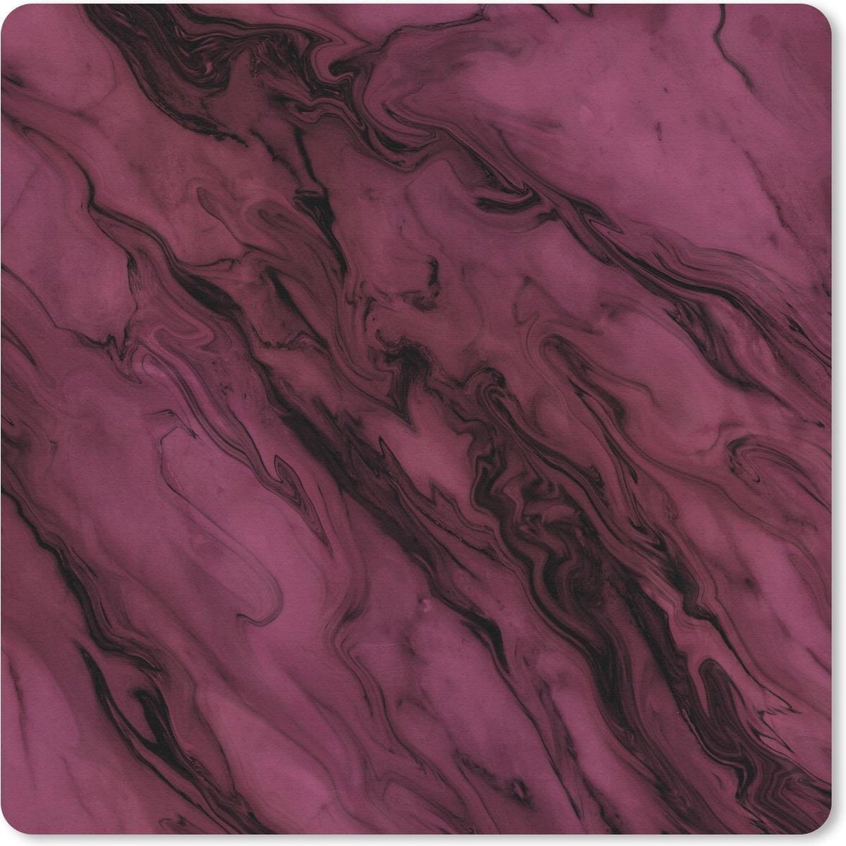 Muismat 20x20 cm - Mousepad Marmer - Roze - Zwart - Muismatten
