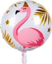 folieballon Flamingo 45 cm wit/roze