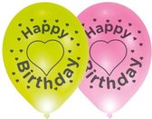 ballonnen led Happy Birthday 27,5 cm latex 4 stuks