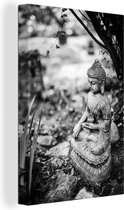 Toile Peinture Bouddha - Nature - Zwart - Wit - 40x60 cm - Décoration murale
