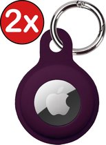 AirTag Sleutelhanger AirTag Hoesje Siliconen Hanger - AirTag Hanger Sleutelhanger Hoesje - Aubergine - 2 PACK