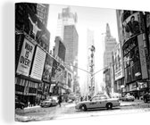 Canvas Schilderij New York - Auto - Taxi - Zwart - Wit - 30x20 cm - Wanddecoratie
