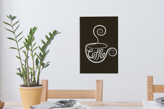 Canvas Schilderij Spreuken - Krijtbord - Quotes - Coffee - 20x30 cm - Wanddecoratie