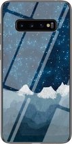 Voor Samsung Galaxy S10+ Sterrenhemel Geschilderd Gehard Glas TPU Schokbestendig Beschermhoes (Star Chess Rob)