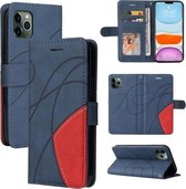 Dual-color splitsen horizontale flip PU lederen tas met houder & kaartsleuven & portemonnee voor iPhone 11 Pro (blauw)