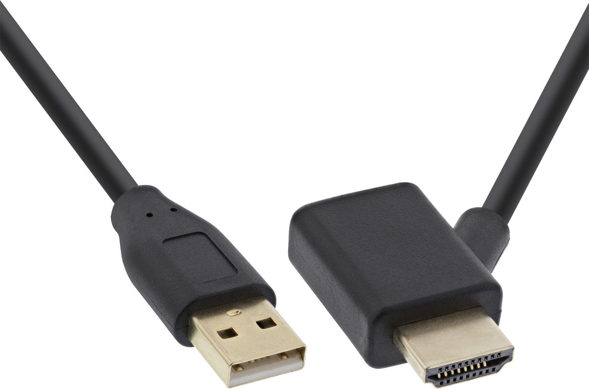 InLine 17600I tussenstuk voor kabels HDMI USB-A Zwart