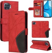 Voor OPPO F17 Pro/A93/Reno4 F/Reno4 Lite Dual-color splicing Horizontale Flip PU lederen tas met houder & kaartsleuven & portemonnee (rood)