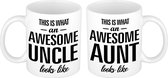 Awesome Aunt en Uncle looks like mok - Oom en Tante cadeau/ cadeautje beker/ mokken set