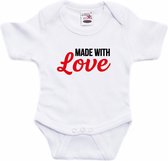 Made with love tekst baby rompertje wit jongens en meisjes - Kraamcadeau - Babykleding 68 (4-6 maanden)