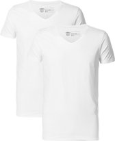 Petrol Industries Heren T-Shirts 2-Pack - V-Hals - Katoen - Regular Fit - Basic Tshirt Set Korte Mouwen - Ondershirt - Multipack van 2 stuks - Wit - Maat S