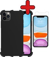 Hoes voor iPhone 11 Pro Hoesje Siliconen Case Shock Proof Met Screenprotector - Hoes voor iPhone 11 Pro Hoes Back Cover Hoesje Met Screenprotector - Zwart