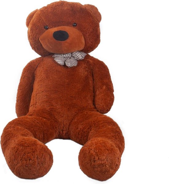 YunNasi Gigantische teddybeer, groot knuffeldier, zacht speelgoed, pluche teddypop met lint (100 cm, lichtbruin