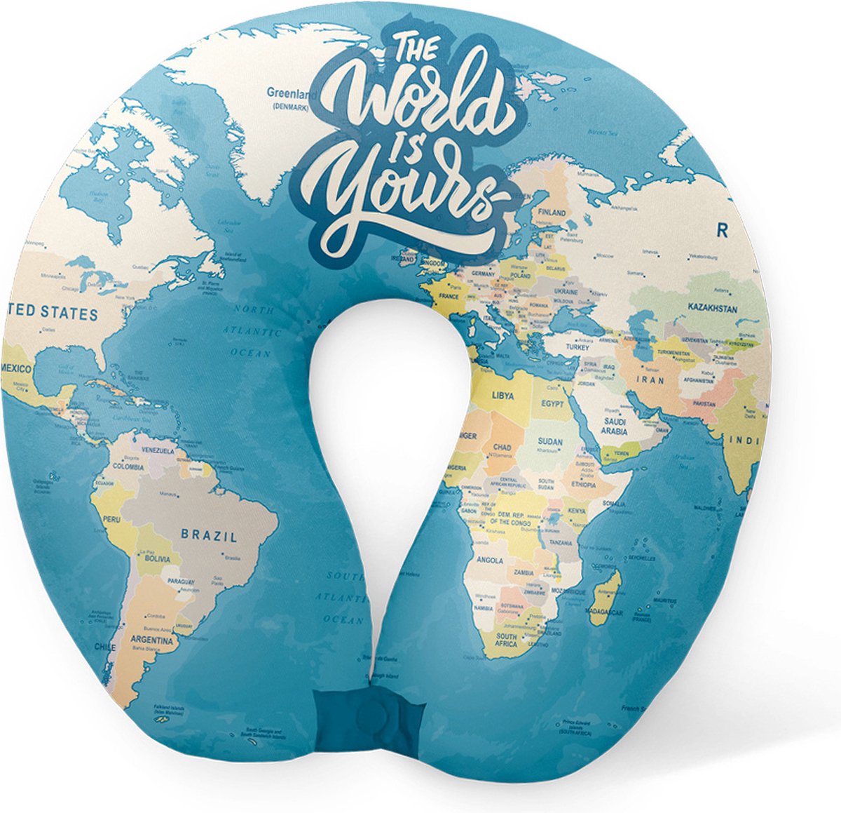 I-total Reiskussen Blue Maps 30 X 27 Cm Polyester Blauw
