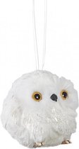kerstboomhanger uil 8 cm katoen wit