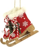 kersthanger Ids L 11,5 x 9,5 cm hout rood/wit