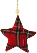 kerstster Aaron 27 x 15 cm textiel rood