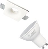 Spot GU10 Square Square Switch Kit Wit Ø120mm met LED-lamp 6W (Pack of 10) - Wit licht - Overig - Wit - Pack de 10 - Wit licht - SILUMEN