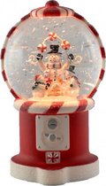 snoepmachine Sneeuwpop led 11 x 19 cm staal/glas rood