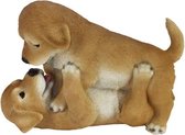 spelende puppies 24,8 x 17,7 cm polyresin bruin