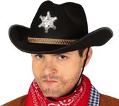 cowboyhoed Sheriff vilt zwart/bruin one-size