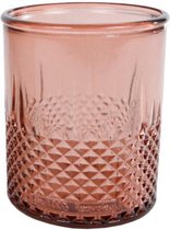 theelichthouder Diamond 10,5 cm glas roze
