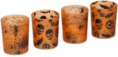 theelichtglazen Halloween 7 cm glas oranje 4 stuks