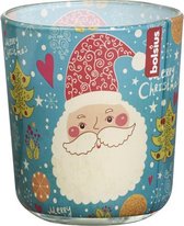 geurkaars Kerstman 7,3 cm glas/wax blauw