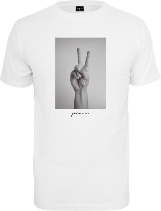 Mister Tee - Peace Sign Heren T-shirt - XS - Wit